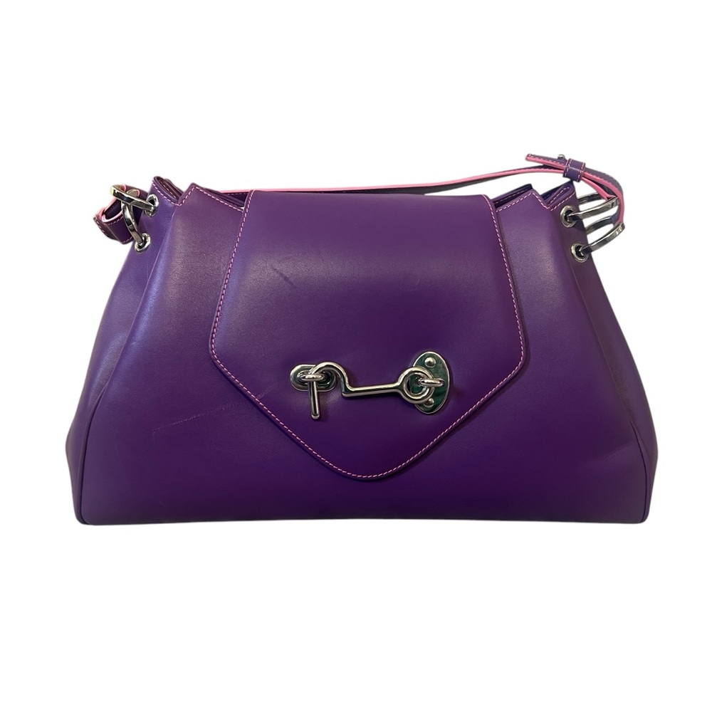 Tanner Krolle London Leather Purple Highshine Cuff with Padlock Shoulder Bag